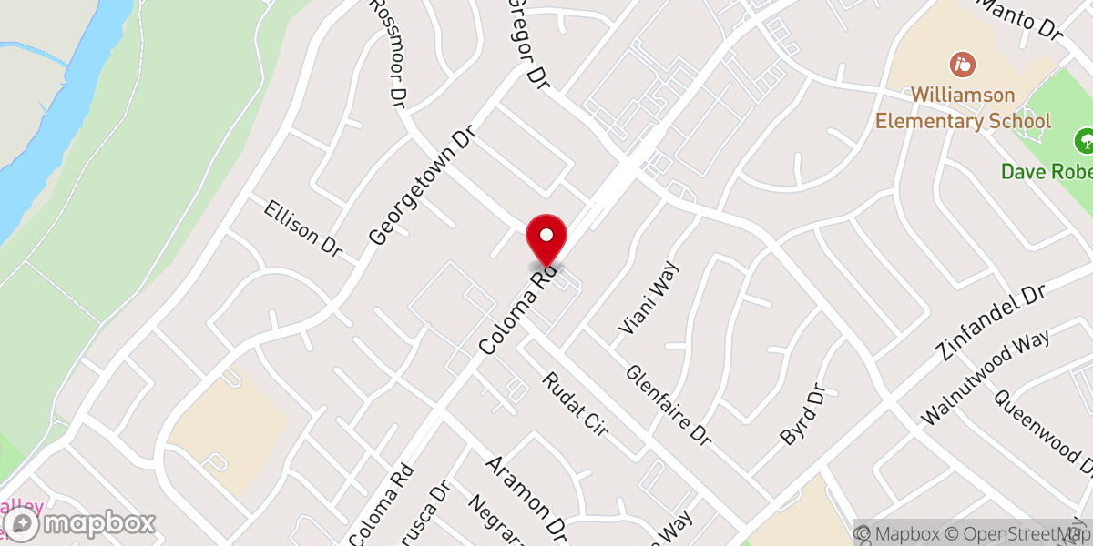 Map showing location of Ananda Church, Coloma lane, rancho Cordova, CA