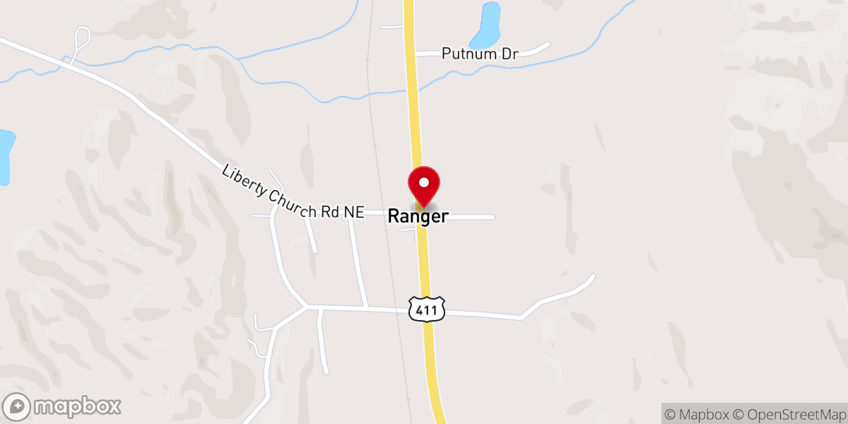 Map showing location of Ranger