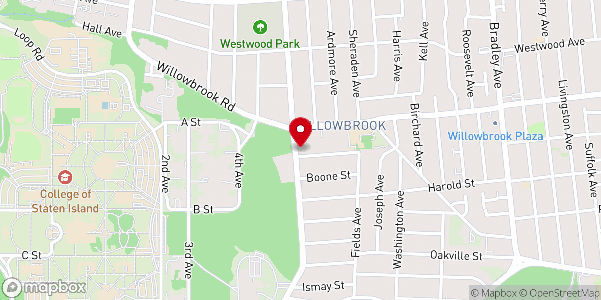 Map showing location of Young Israel of Staten Island