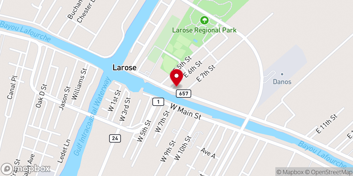 Map showing location of Larose Fire Department