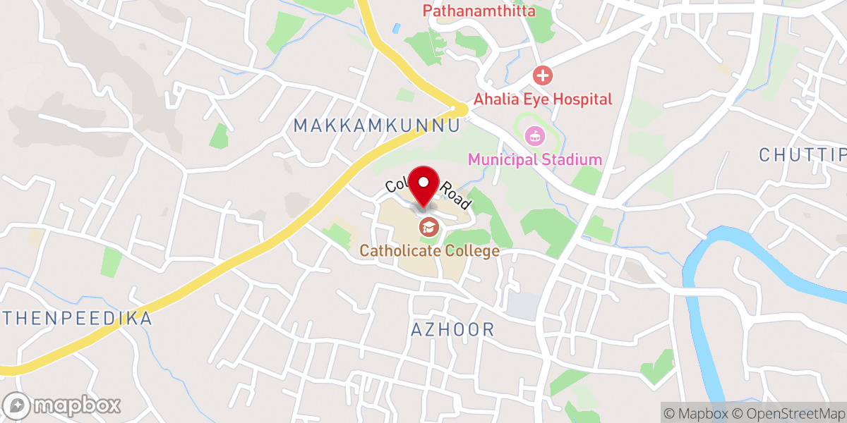 Map showing location of Catholicate College,Pathanamthitta