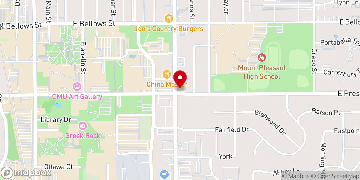 Map showing location of Young Church