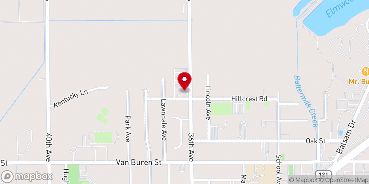 Map showing location of Hillcrest Christian Reformed Church