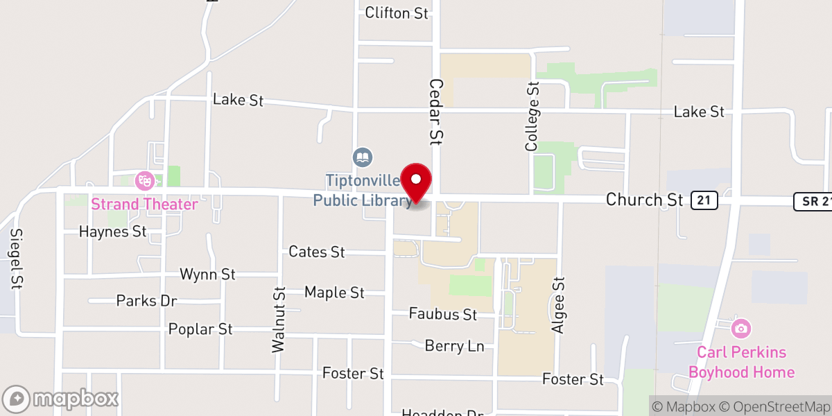 Map showing location of Cumberland Presbyterian Church