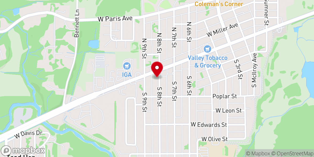 Map showing location of Eighth Street Wesleyan Church