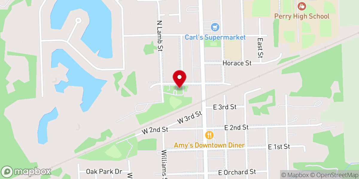 Map showing location of Perry Food Bank