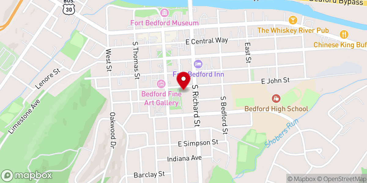 Map showing location of Bedford Methodist Church