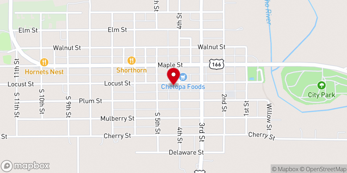 Map showing location of Chetopa Historical Museum