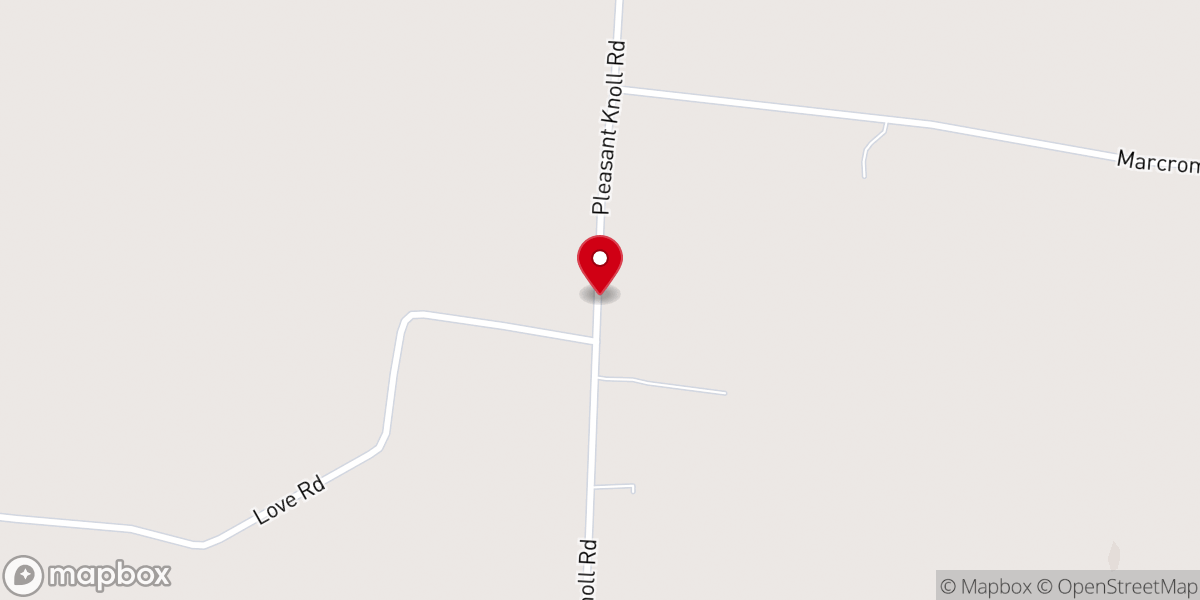 Map showing location of Pleasant Knoll Church