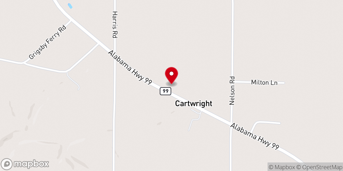 Map showing location of Cartwright Church of Christ