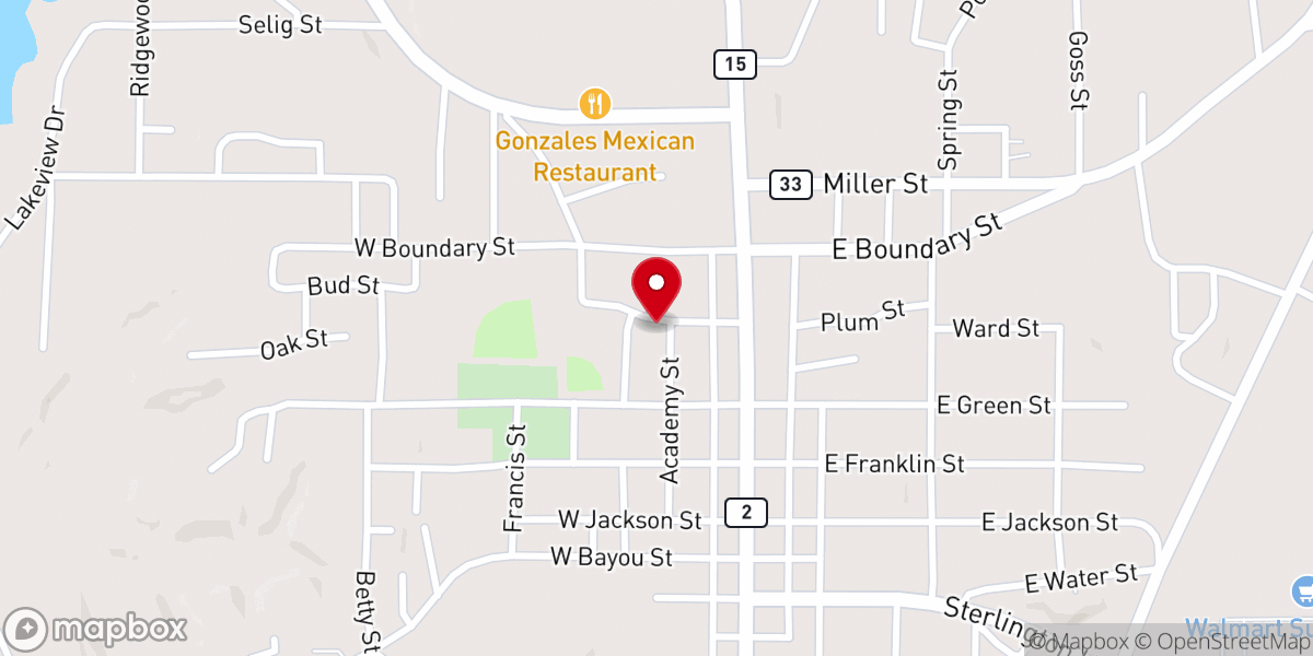 Map showing location of Farmerville United Methodist