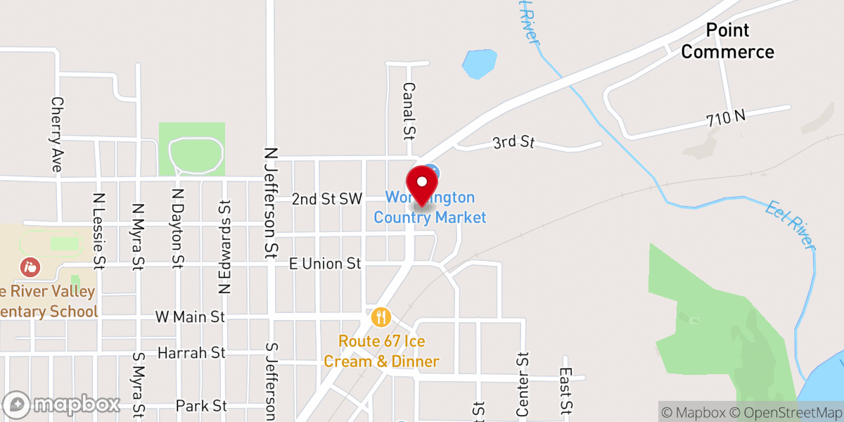 Map showing location of Assembly of God Church