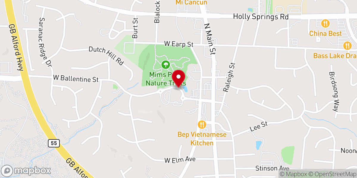 Map showing location of Holly Springs Farmers Market