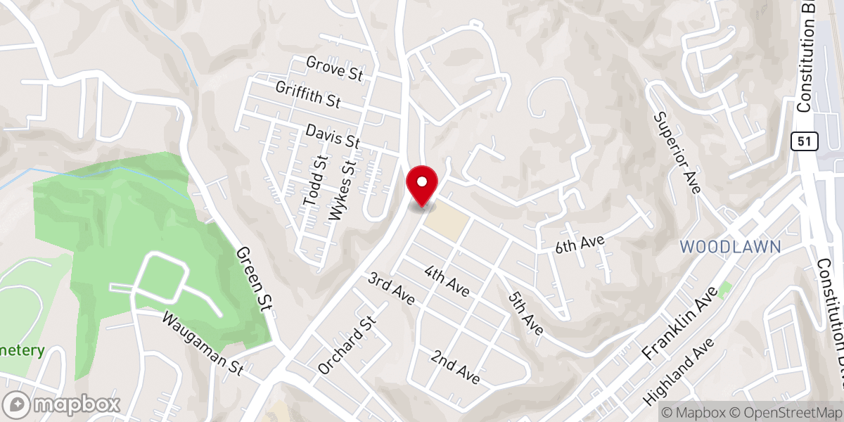 Map showing location of Triedstone Baptist Church