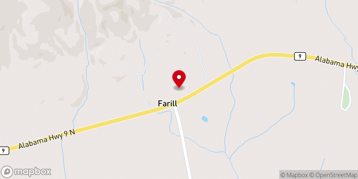 Map showing location of Farill Baptist Church