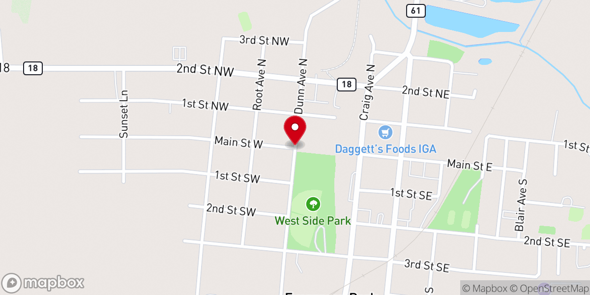 Map showing location of Hinckley Community Center