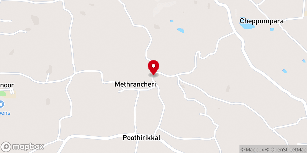 Map showing location of St. Thomas Orthodox Church, Kazhunnuvalam - Methranchery, Amayannoor