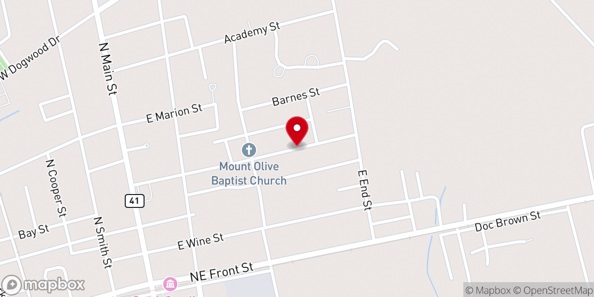 Map showing location of Mill Creek Baptist Church