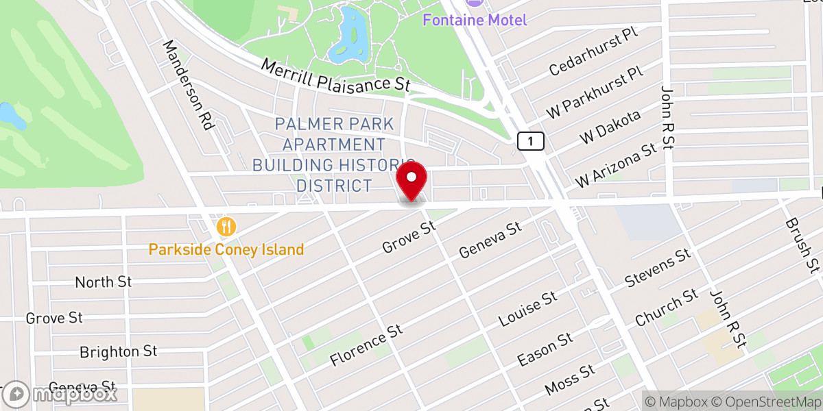 Map showing location of Grace Christian Methodist Episcopal Church