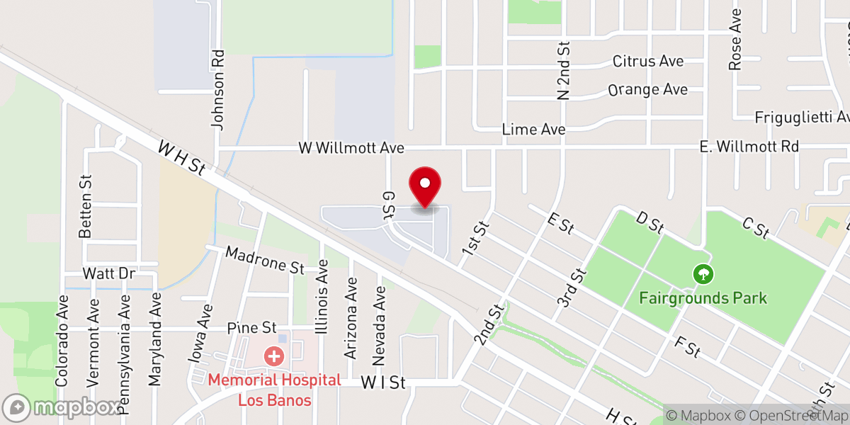 Map showing location of Victory Outreach Los Banos