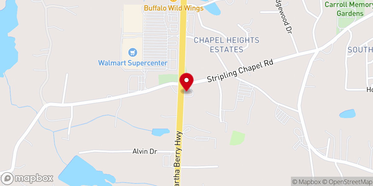 Map showing location of Stripling Chapel United Methodist