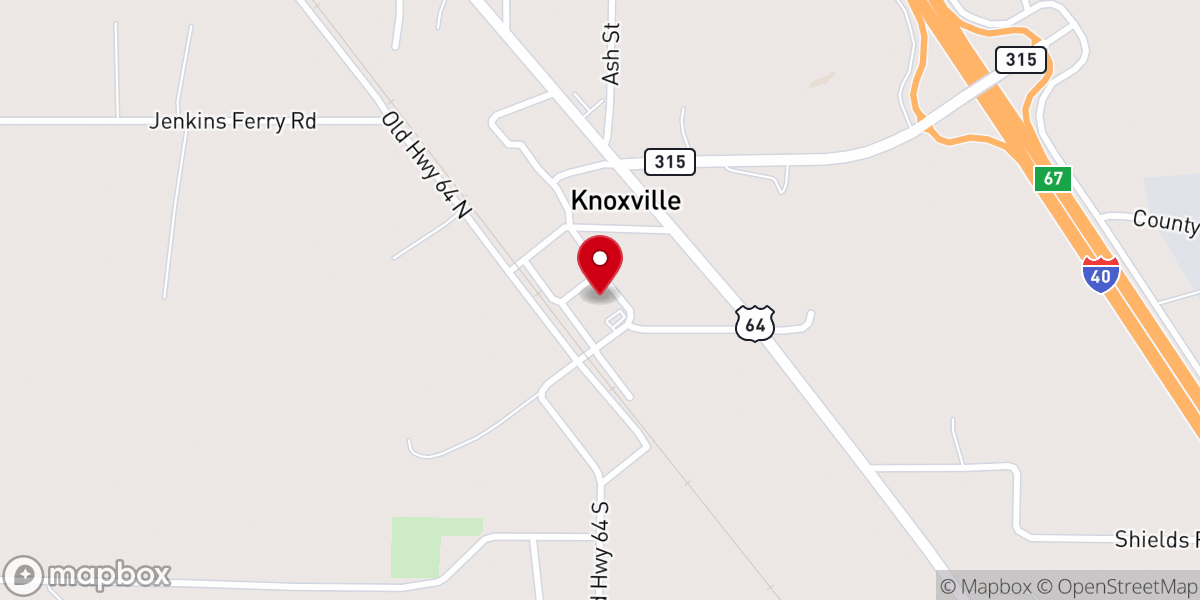 Map showing location of First Baptist Church of Knoxville