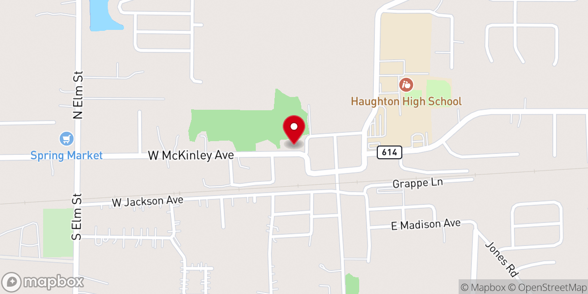 Map showing location of Haughton Town Hall