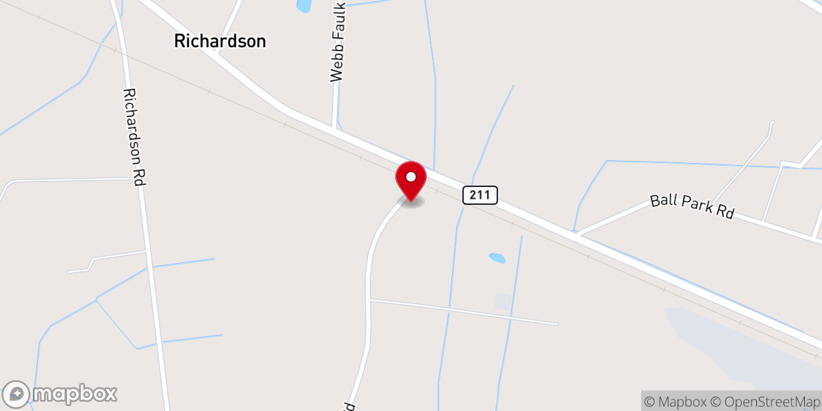 Map showing location of Bryant Swamp Baptist Church