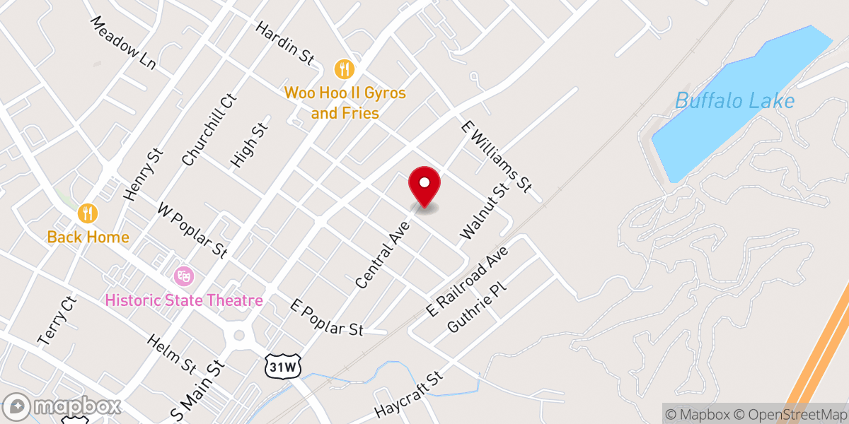 Map showing location of Central Baptist Church