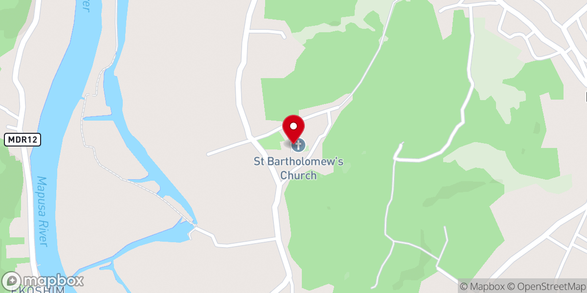 Map showing location of St Bartholomew's Church