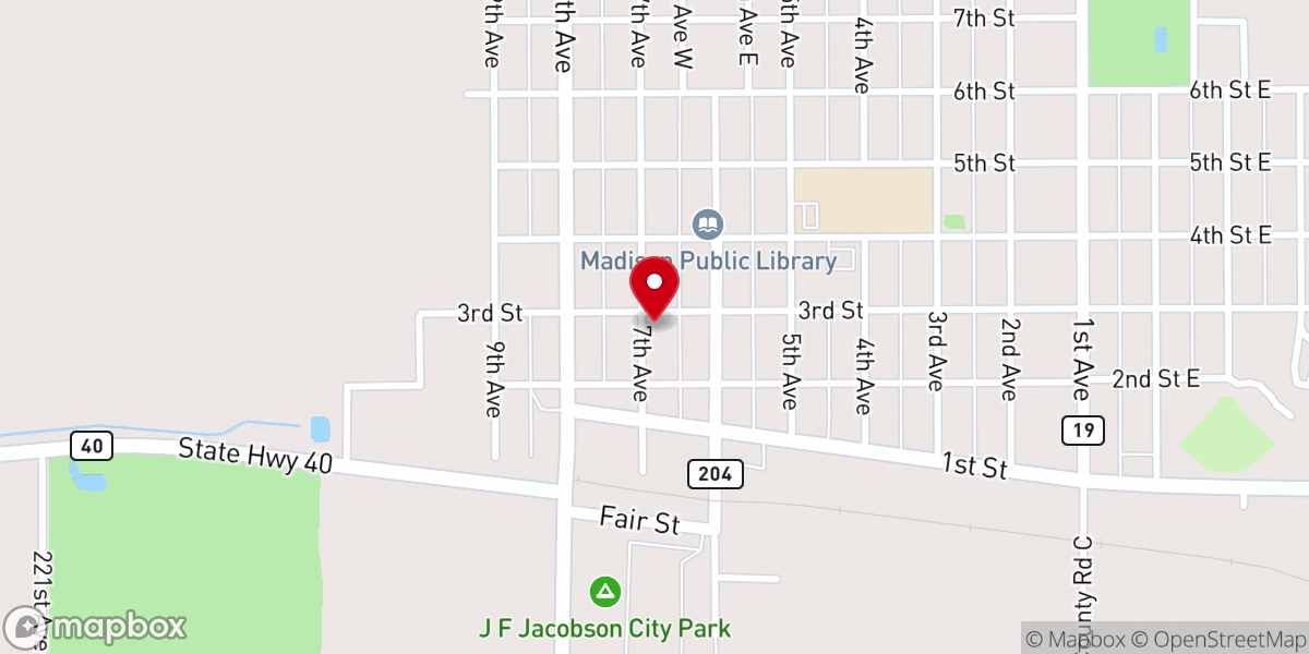 Map showing location of Madison Chamber of Commerce