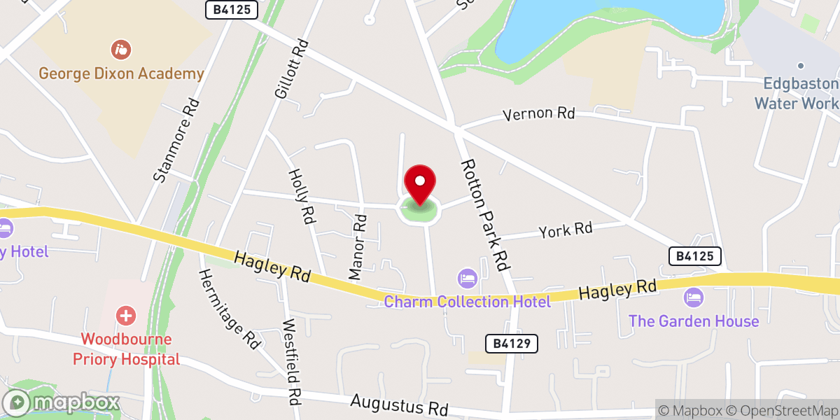 Map showing location of St Augustine's Church, Edgbaston