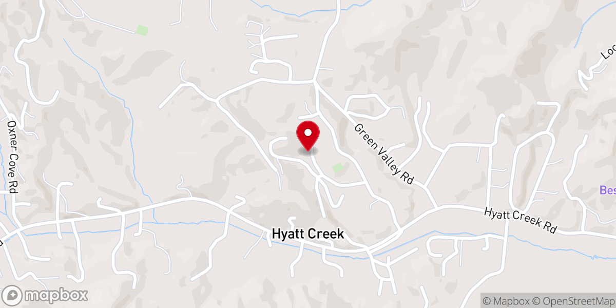 Map showing location of Hyatt Creek Freewill Baptist Church