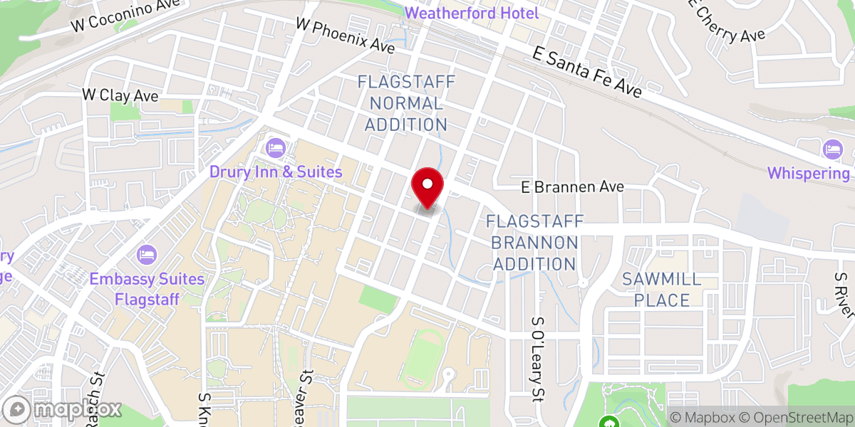 Map showing location of Canterbury Episcopal Campus Ministry in Flagstaff