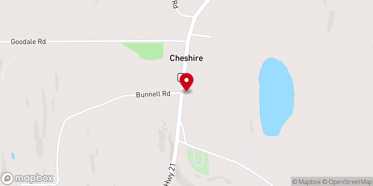Map showing location of Cheshire Community Church