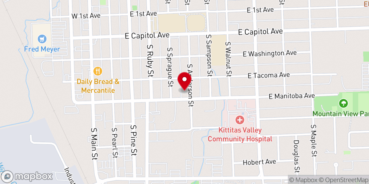 Map showing location of Ellensburg Christian School