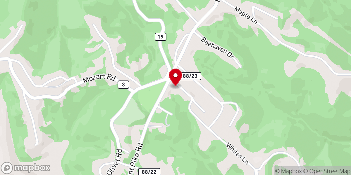 Map showing location of Mt. Olivet United Methodist Church