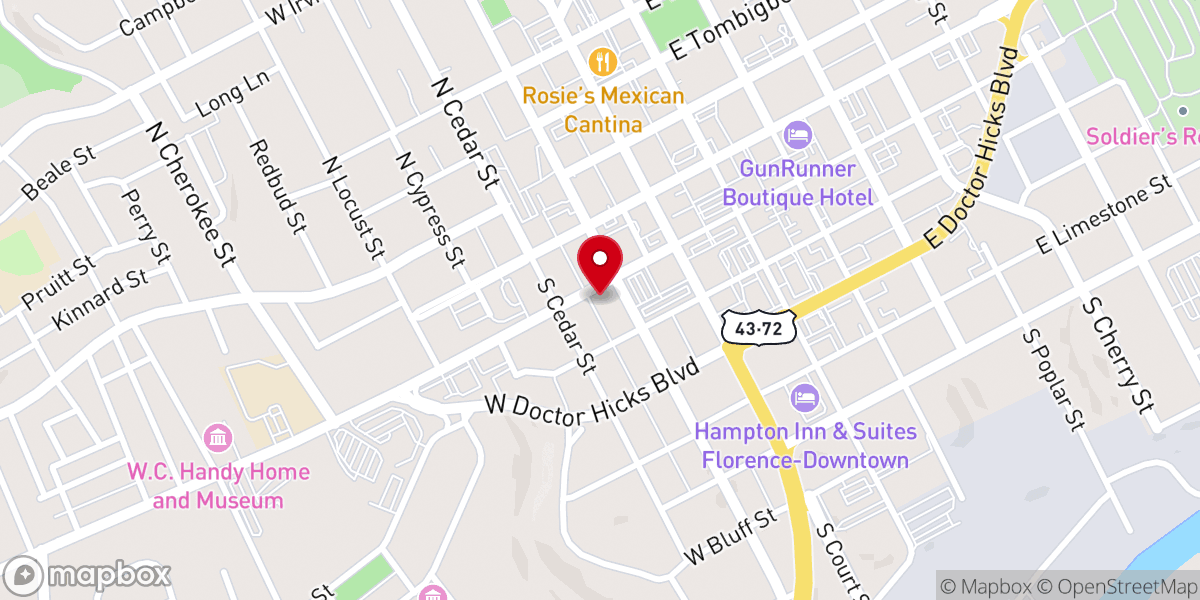 Map showing location of 4 the Shoals United Appeal Fund Inc
