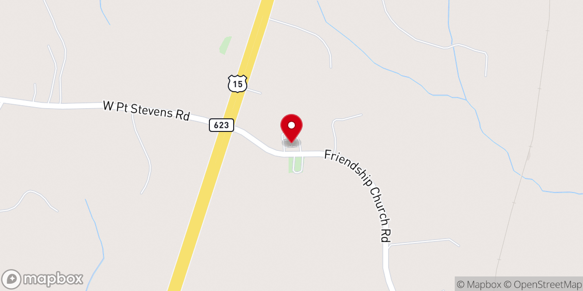 Map showing location of Friendship Baptist Church