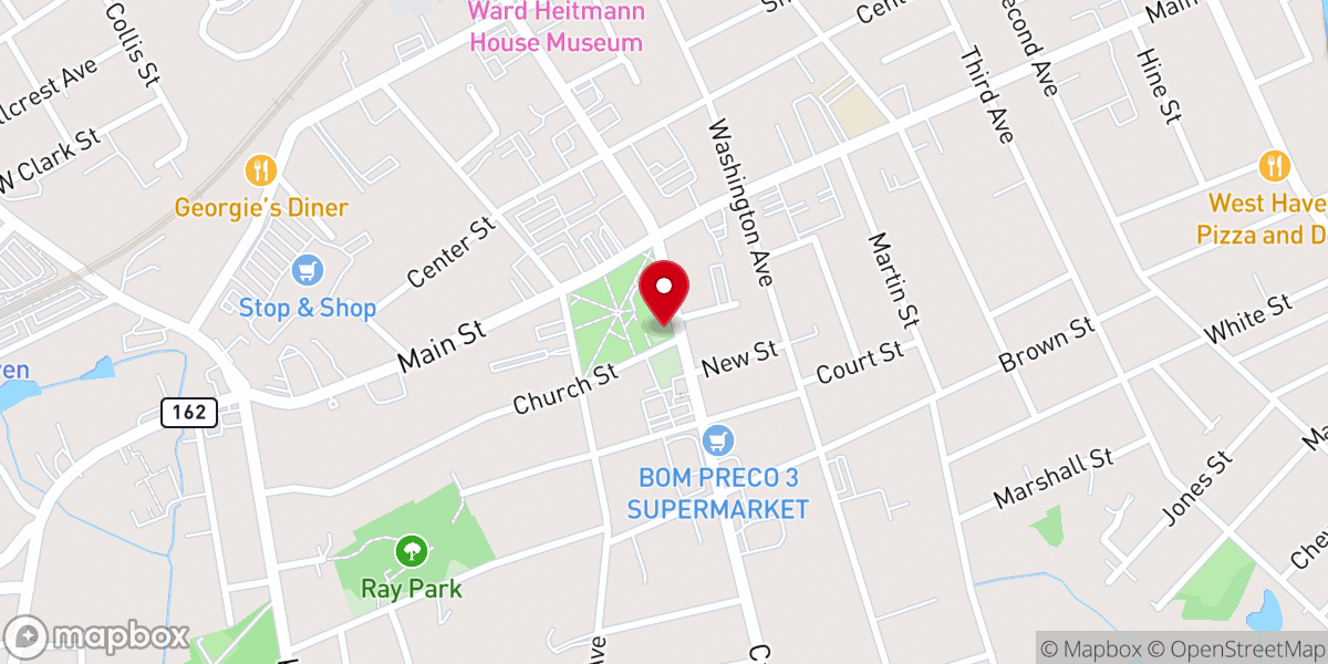 Map showing location of First Congregational Church of West Haven