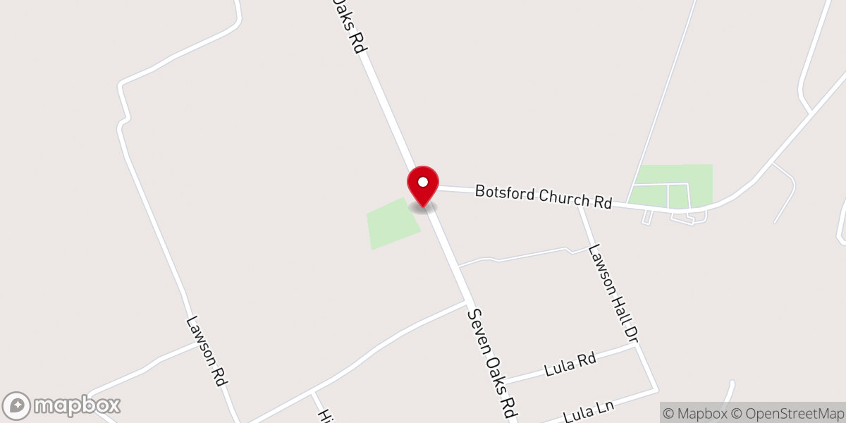 Map showing location of Bottsford Spring Baptist Church