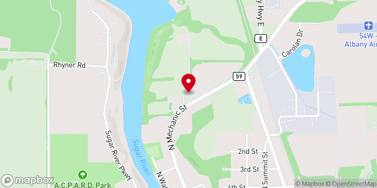 Map showing location of Albany Lutheran Church