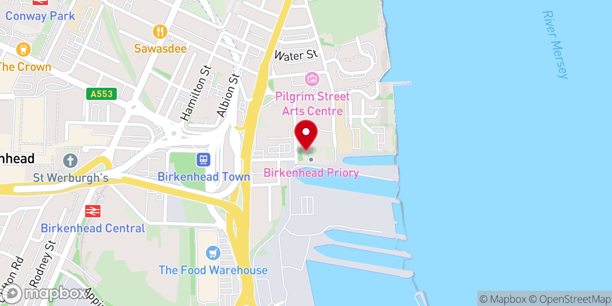 Map showing location of Birkenhead Priory