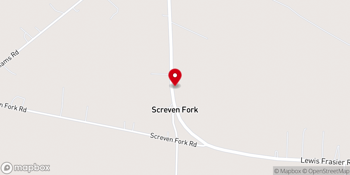 Map showing location of Screven Fork Church