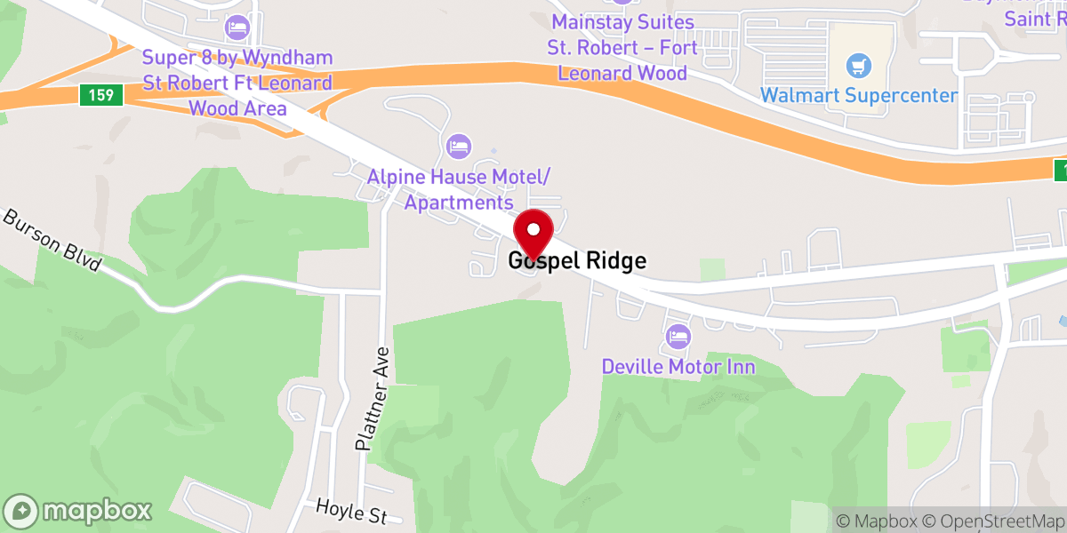 Map showing location of Empowerment Bible University in St. Robert, MO