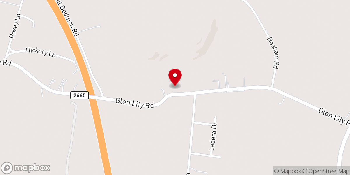 Map showing location of Glen Lily Church
