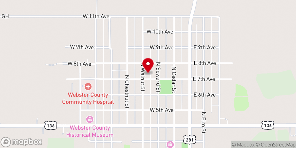 Map showing location of United Methodist Church