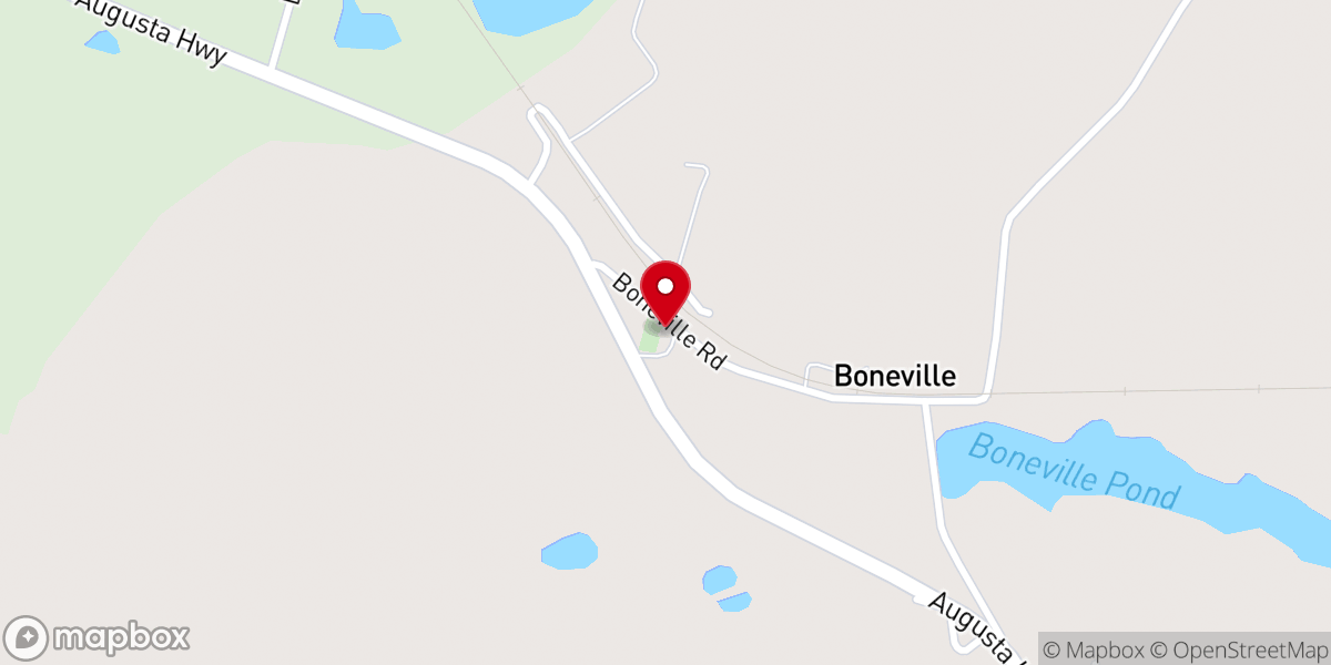 Map showing location of Boneville United Methodist Church
