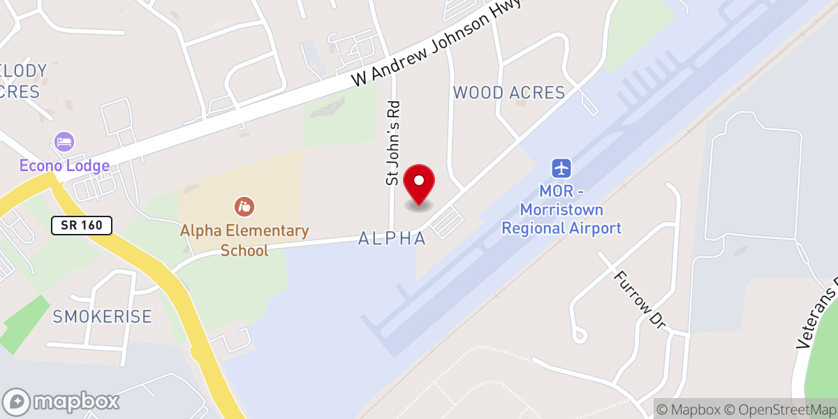Map showing location of Alpha Baptist Church