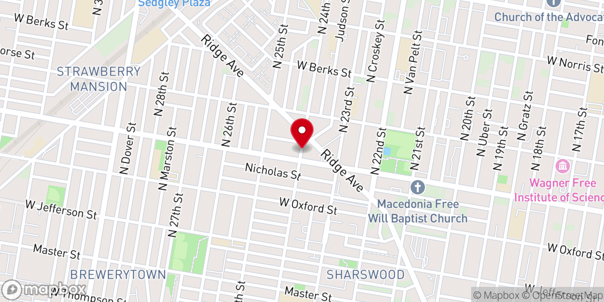 Map showing location of Peniel Baptist Church